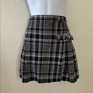 Plaid Mini Skirt - Black and White